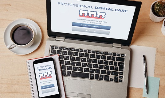 Dental insurance on a laptop