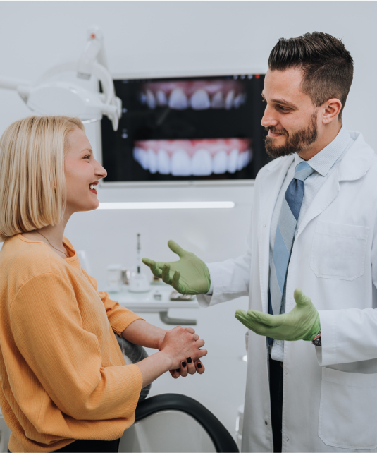 Des Plaines Illinois dentist talking to dental patient