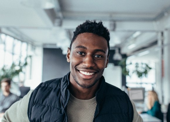 Patient in Mount Prospect smiling after cosmetic dentistry