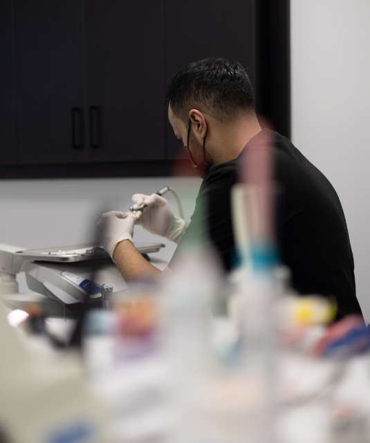 Dentist treating dental patient