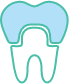 Animated tooth with dental crown representing restorative dentistry