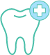 Animated tooth with cross representing emergency dentistry