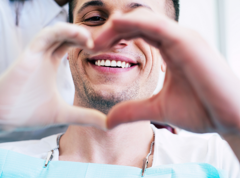 Patient smiling in dental chair